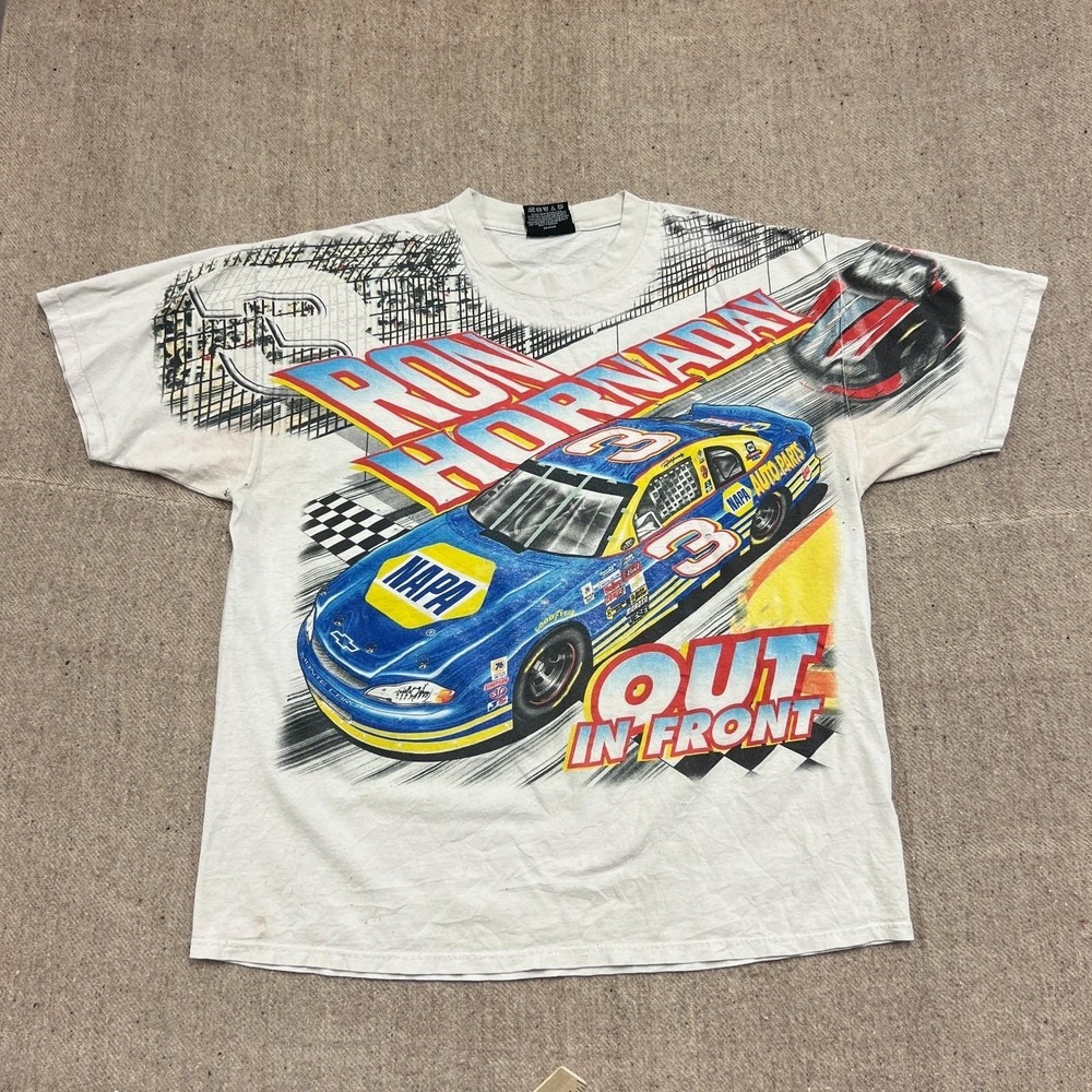 Vintage Ron Hornaday Nascarโ Shirt Mens XL White 1990s AOP Chase Authentic